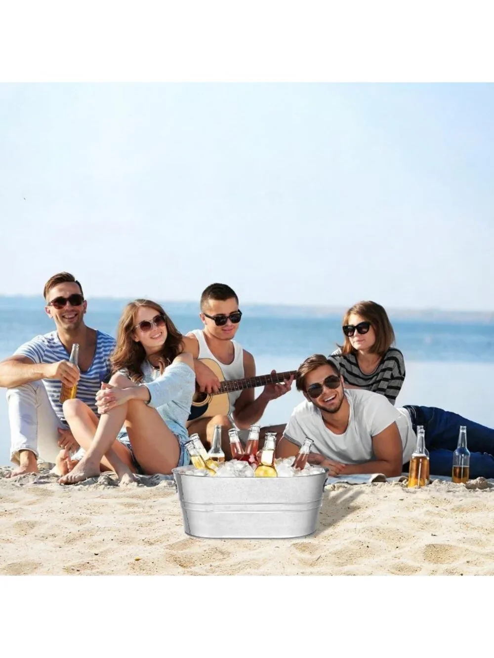 4 Pack Large Metal Ice Buckets - 3 Gallon Galvanized Drink Tubs for Parties